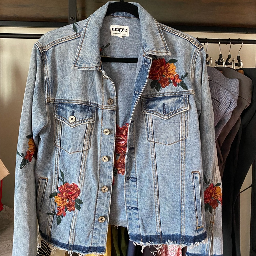 Floral Embroidered Denim Jacket